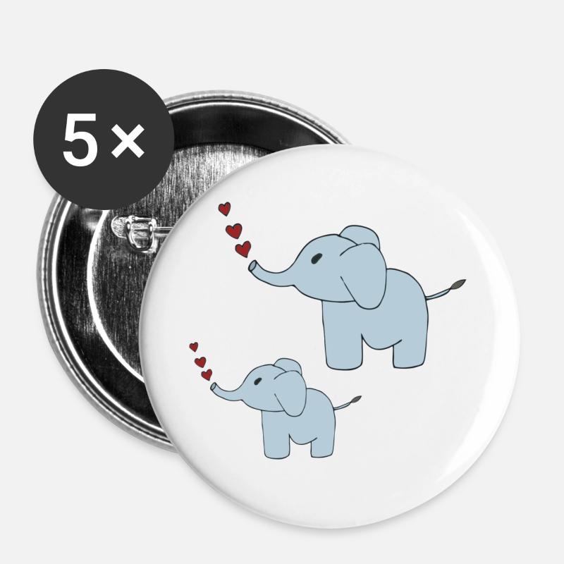 Elephants father and son - Buttons large 2.2''/56 mm (5-pack) - white