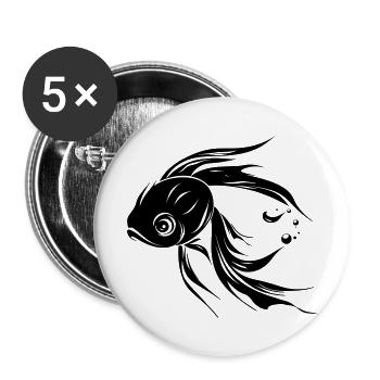 Süßer Fisch schwimmt im Meer - Illustration - Buttons groß 56 mm (5er Pack) - Weiß - Vorne
