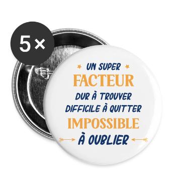 Un super facteur - Lot de 5 grands badges (56 mm) - blanc - Devant