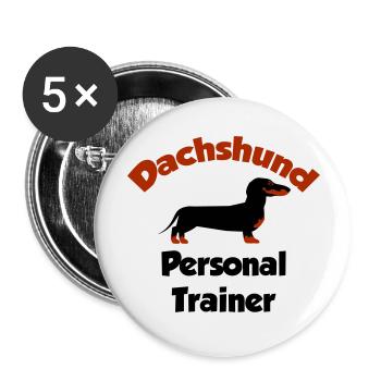 Dachshund - Personal Trainer - Buttons large 2.2''/56 mm (5-pack) - white - Front