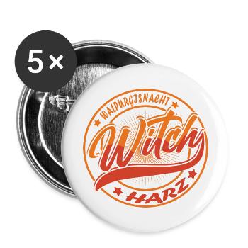 WALPURGISNACHT I GESCHENK FÜR HEXEN & Zauberin - Buttons groß 56 mm (5er Pack) - Weiß - Vorne