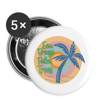 Sea breeze palm tress - Buttons large 2.2''/56 mm (5-pack) - white - Front