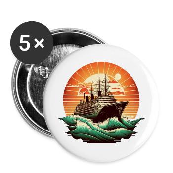 Cruise Ship Retro Vintage color 2 - Buttons large 2.2''/56 mm (5-pack) - white - Front