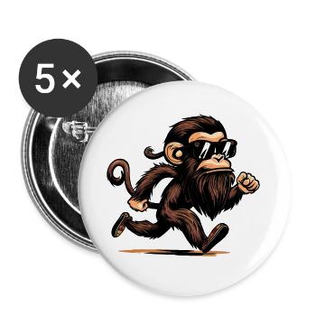 Singe en cours d’exécution - Lot de 5 grands badges (56 mm) - blanc - Devant