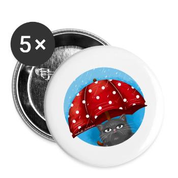 Rainy Day Cat - Buttons large 2.2''/56 mm (5-pack) - white - Front