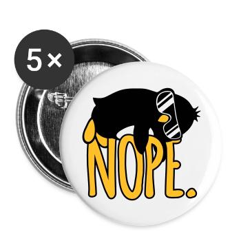 Nope. Penguin Quote Funny Lazy Sunglasses Cool - Buttons large 2.2''/56 mm (5-pack) - white - Front