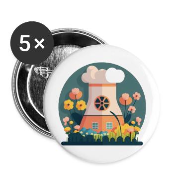 Flower Power Green Energy 2 - Buttons large 2.2''/56 mm (5-pack) - white - Front