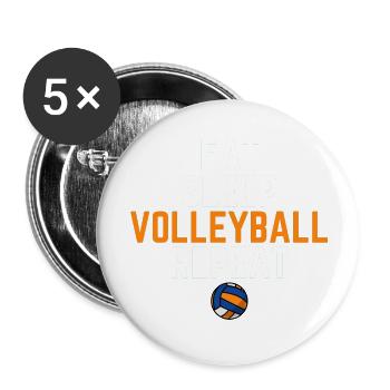 Volleyball Sport - Buttons groß 56 mm (5er Pack) - Weiß - Vorne