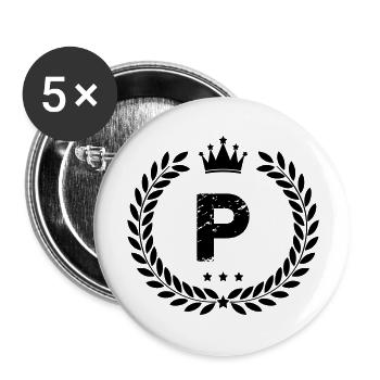 wappen p - Buttons groß 56 mm (5er Pack) - Weiß - Vorne