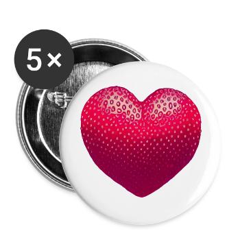 Strawberry heart - Buttons large 2.2''/56 mm (5-pack) - white - Front