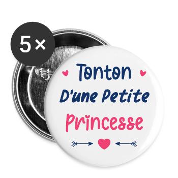 Tonton d'une princesse - Lot de 5 grands badges (56 mm) - blanc - Devant