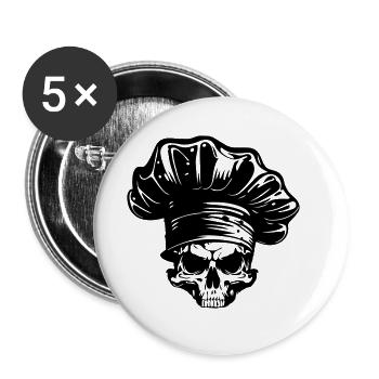 Chef Skeleton Chef - Lot de 5 grands badges (56 mm) - blanc - Devant