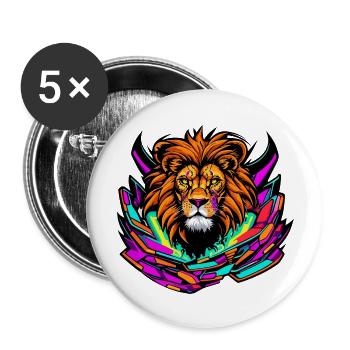 Herz und Seele eines Löwen - Buttons groß 56 mm (5er Pack) - Weiß - Vorne