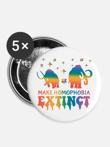 Make Homophobia Extinct - Buttons groß 56 mm (5er Pack) - Weiß