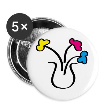 Abstract drawing flowers in a vase - Buttons large 2.2''/56 mm (5-pack) - white - Front