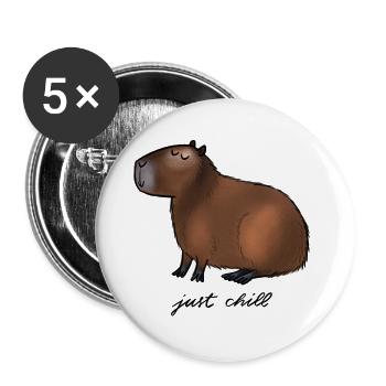 Capybara - just chill - Buttons groß 56 mm (5er Pack) - Weiß - Vorne