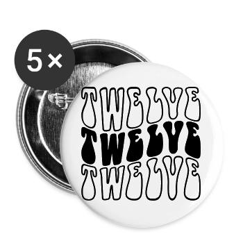 Zwölf 12. Geburtstag Kinder Jungen Mädchen 12 Jahre alt - Buttons groß 56 mm (5er Pack) - Weiß - Vorne