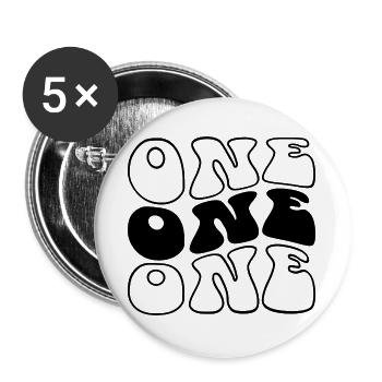 Ein 1. Geburtstag Kinder Jungen Mädchen 1 Jahr alt - Buttons groß 56 mm (5er Pack) - Weiß - Vorne