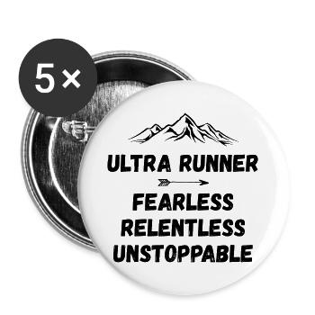 Ultra Runner - Fearless. Relentless. Unstoppable. - Buttons large 2.2''/56 mm (5-pack) - white - Front
