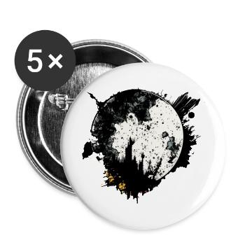 Moon graffiti black and white - Buttons large 2.2''/56 mm (5-pack) - white - Front