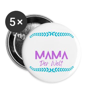 Liebevolles Mutter Kind Shirt Muttertag Geschenk - Buttons groß 56 mm (5er Pack) - Weiß - Vorne