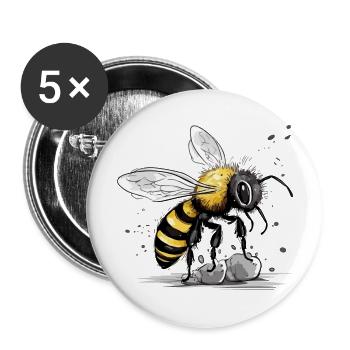 Zazi die Biene - Buttons groß 56 mm (5er Pack) - Weiß - Vorne
