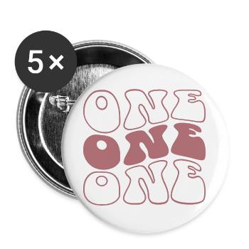 One 1st Birthday For Girls 1 Year Old - Buttons large 2.2''/56 mm (5-pack) - white - Front