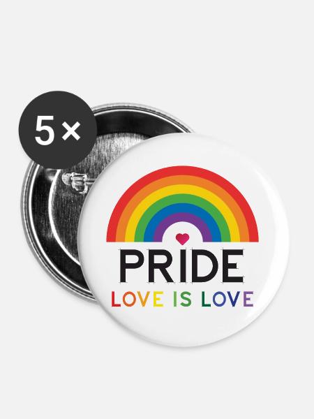 Stolz - Liebe ist Liebe. - Buttons groß 56 mm (5er Pack) - Weiß
