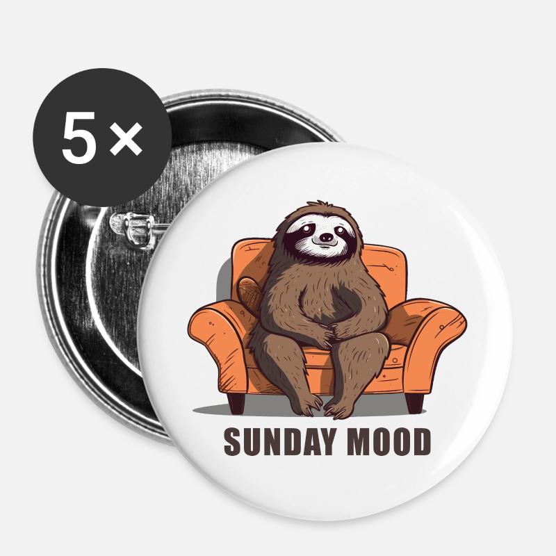 Sunday mood - Buttons large 2.2''/56 mm (5-pack) - white