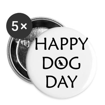 Hund Dog - Buttons groß 56 mm (5er Pack) - Weiß - Vorne