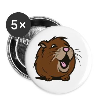 Fröhliches Meerschweinchen / Hamster – Herz - Buttons groß 56 mm (5er Pack) - Weiß - Vorne