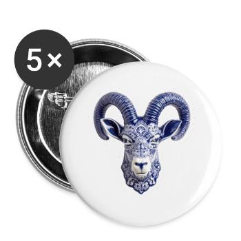 Keramischer Hirschkopf - Buttons groß 56 mm (5er Pack) - Weiß - Vorne