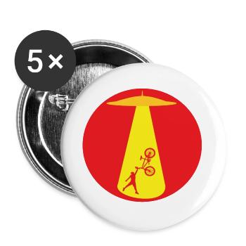 Fahrradfahrer-UFO-Entführung - Buttons groß 56 mm (5er Pack) - Weiß - Vorne