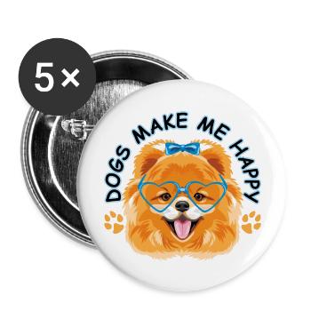 Dogs make me happy - Buttons large 2.2''/56 mm (5-pack) - white - Front