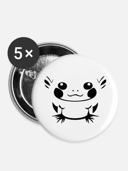 Cartoon Axolotl - Buttons large 2.2''/56 mm (5-pack) - white