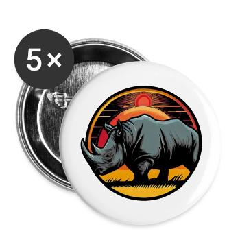 Nashorn bei Sonnenuntergang - Buttons groß 56 mm (5er Pack) - Weiß - Vorne