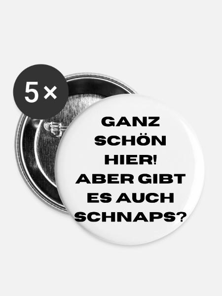Schnaps - Buttons groß 56 mm (5er Pack) - Weiß