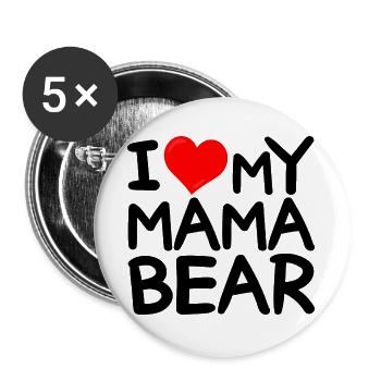 J'adore Ma Maman Ours - J'aime Ma Maman Ours - Lot de 5 grands badges (56 mm) - blanc - Devant