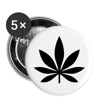 Canna Art - Hemp Leaf - Buttons large 2.2''/56 mm (5-pack) - white - Front