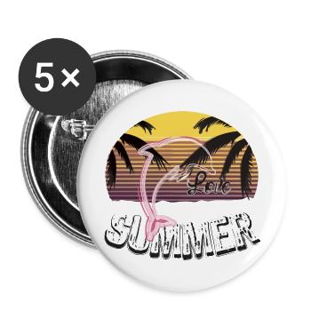 Sunset with dolphin - Buttons large 2.2''/56 mm (5-pack) - white - Front