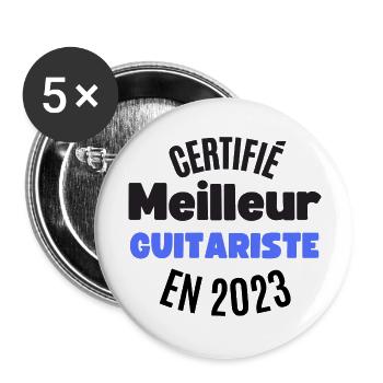 certifié meilleur guitariste en 2023 - Lot de 5 grands badges (56 mm) - blanc - Devant