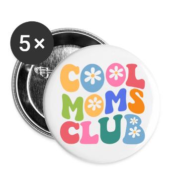Cool Moms Club with Daisy Flower - Buttons groß 56 mm (5er Pack) - Weiß - Vorne