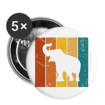 Vintage Geschenk Elefant - Buttons groß 56 mm (5er Pack) - Weiß - Vorne