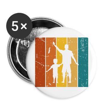 Papa Vintage-Geschenk - Buttons groß 56 mm (5er Pack) - Weiß - Vorne