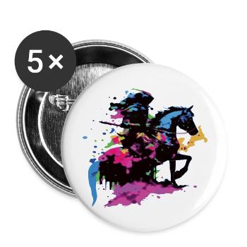 Rider Horse colorful - Buttons large 2.2''/56 mm (5-pack) - white - Front