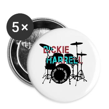 Dickie Harrell Neon Distressed - Buttons groß 56 mm (5er Pack) - Weiß - Vorne