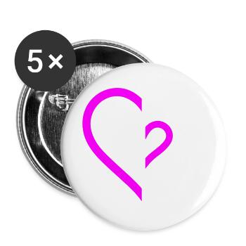 Symbole du cœur Amour - Lot de 5 grands badges (56 mm) - blanc - Devant