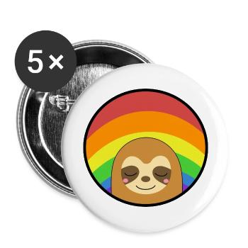 Regenbogenfahne Faultier schläft - Buttons groß 56 mm (5er Pack) - Weiß - Vorne