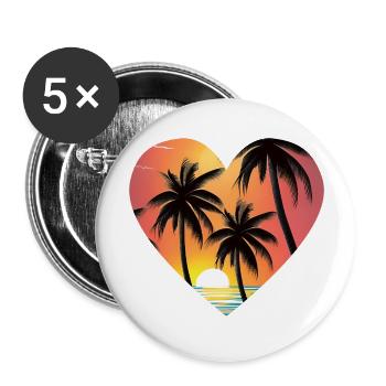 Summer Holiday Palm Beach Palm Islands Island Sun - Buttons large 2.2''/56 mm (5-pack) - white - Front