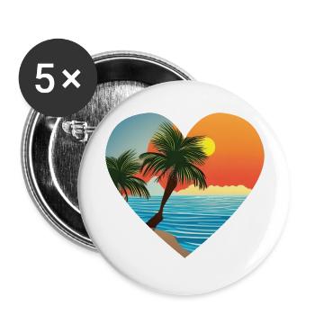 Palm Island Summer Holiday Sun Palm Beach - Buttons large 2.2''/56 mm (5-pack) - white - Front